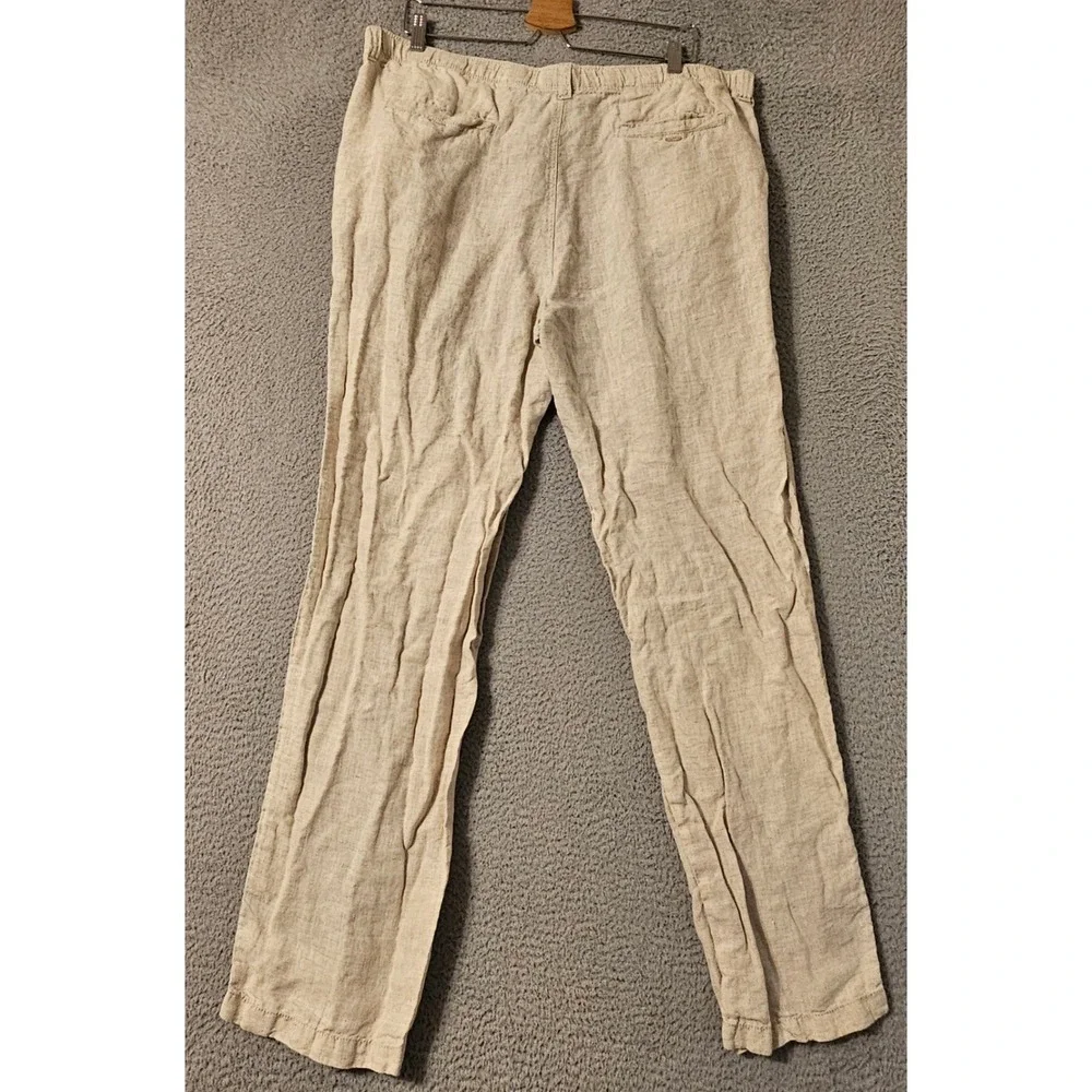 Tommy Bahama Relax Mens Beige 100% Linen Drawstring Casual Pants Size Large